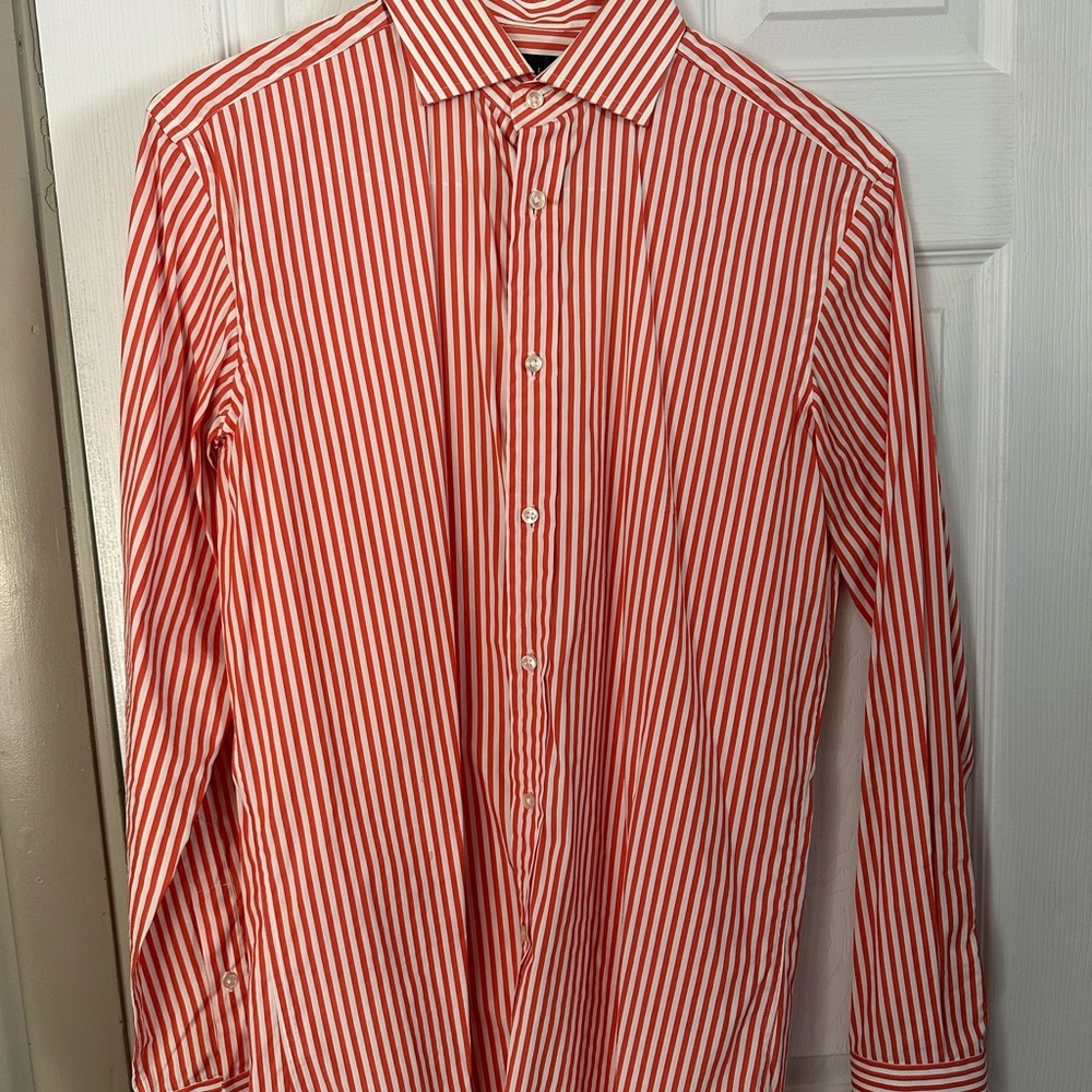 Ralph Lauren Orange and White Striped Dress Shirt
